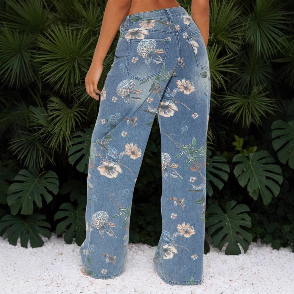 High-waisted Loose-fitting Wide-leg Floor-length Pants