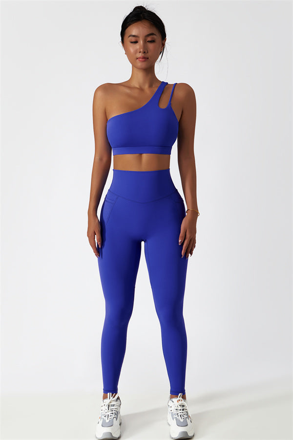 Blissful Rose One-Shoulder Sports Bra & Leggings Set