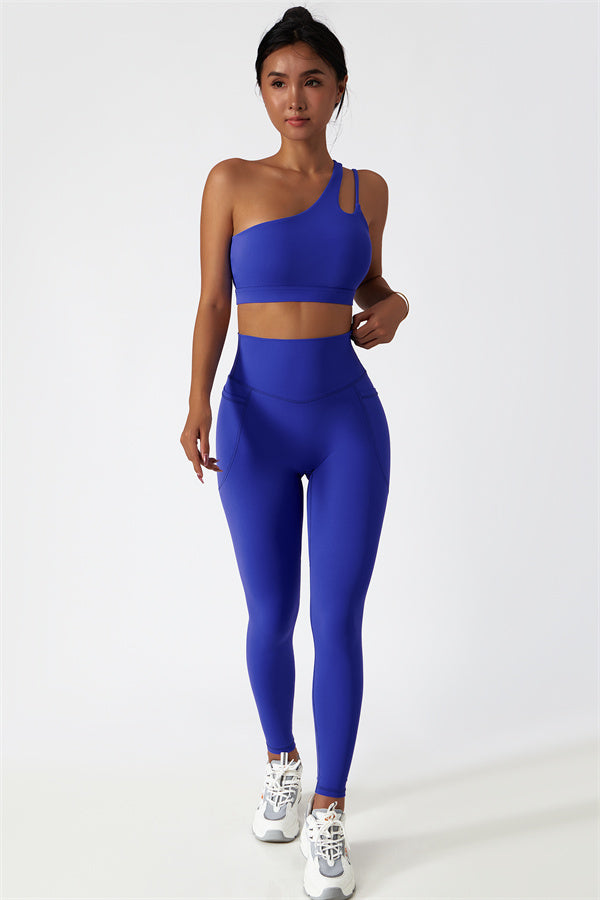Blissful Rose One-Shoulder Sports Bra & Leggings Set