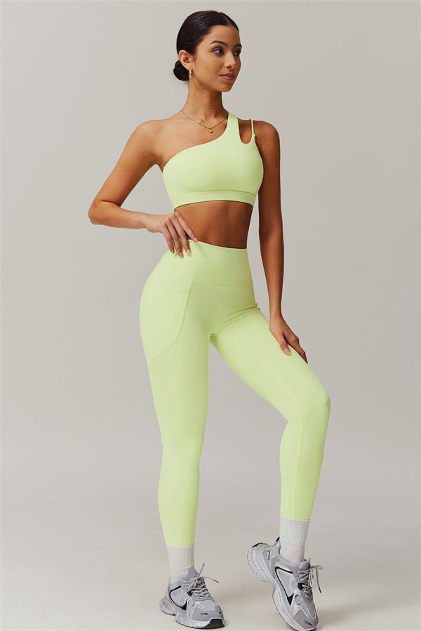 Blissful Rose One-Shoulder Sports Bra & Leggings Set