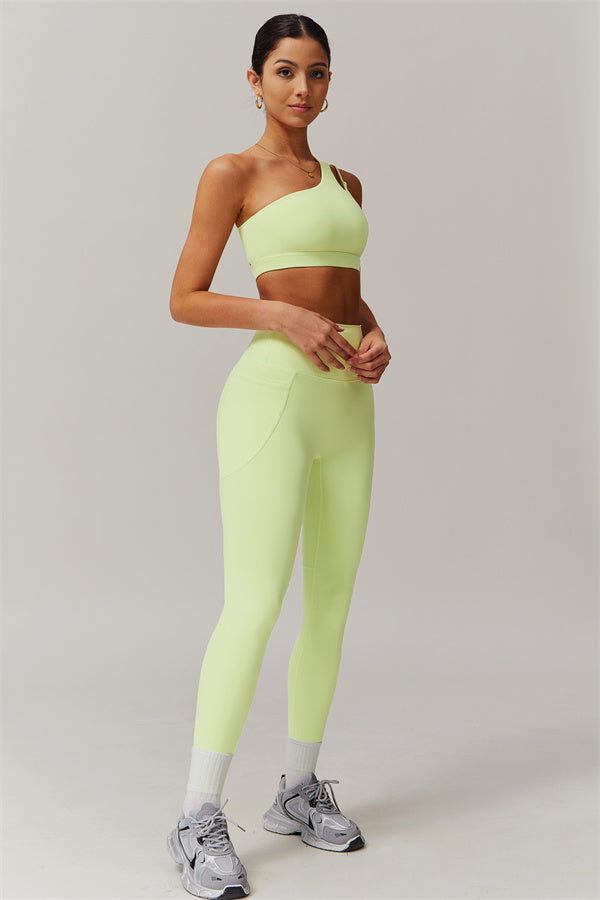 Blissful Rose One-Shoulder Sports Bra & Leggings Set