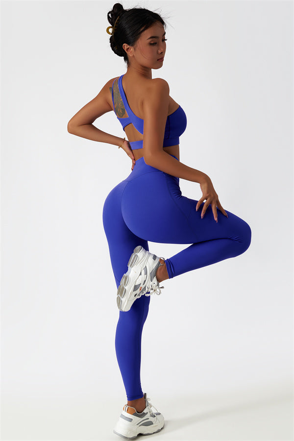 Blissful Rose One-Shoulder Sports Bra & Leggings Set