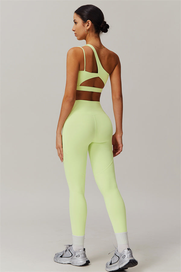 Blissful Rose One-Shoulder Sports Bra & Leggings Set