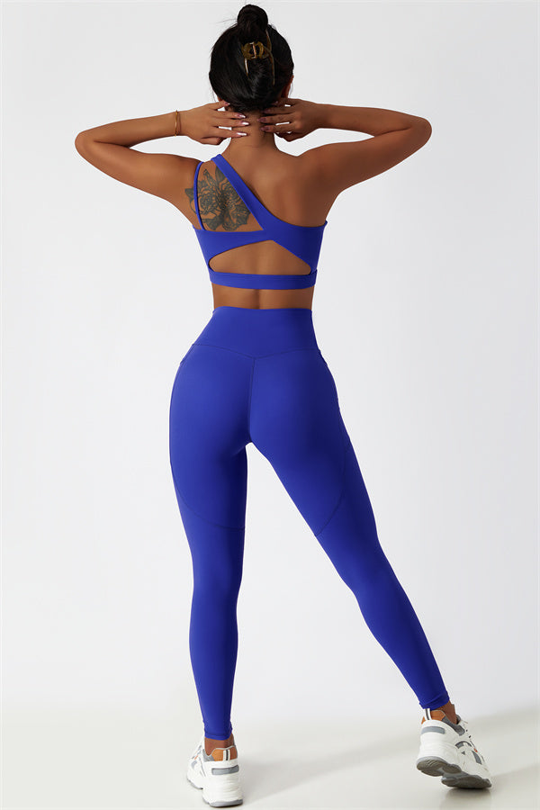 Blissful Rose One-Shoulder Sports Bra & Leggings Set