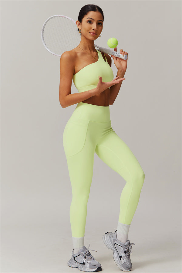 Blissful Rose One-Shoulder Sports Bra & Leggings Set