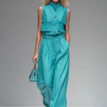 Sleeveless Vest and Wide-Leg Pants Set