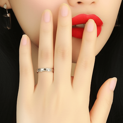 Adjustable 999 Sterling Silver Ring with Twisted Clear Zircon - Hypoallergenic Luxury Jewelry | Child & Teen Safe | Amtikiss Casuals