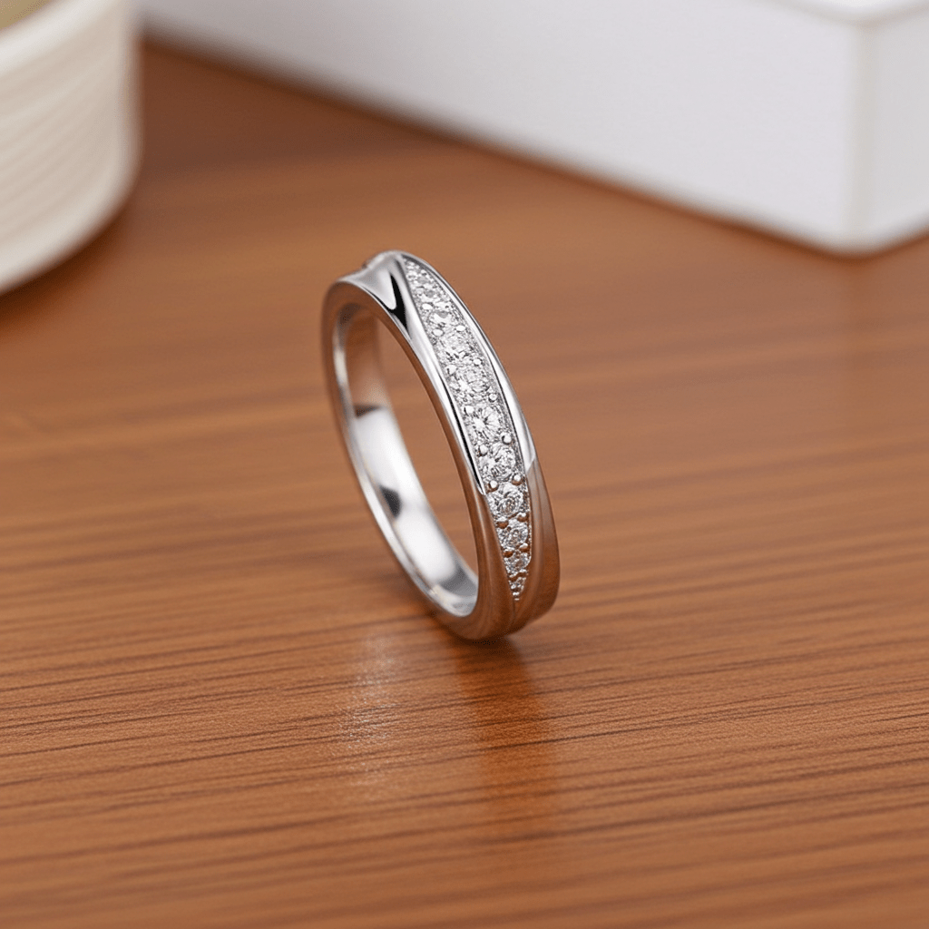 Adjustable 999 Sterling Silver Twisted Ring with Clear Zircon - Hypoallergenic Luxury Jewelry | Child & Teen Safe | Amtikiss Casuals
