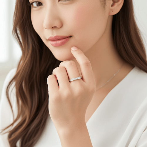 Adjustable 999 Sterling Silver Twisted Ring with Clear Zircon - Hypoallergenic Luxury Jewelry | Child & Teen Safe | Amtikiss Casuals