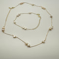 Luxe Pearl Station Necklace & Bracelet Jewelry Set - 925 Sterling Silver with 14K Gold Plating | Child & Teen Safe | Amtikiss Casuals