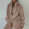 Women's 2-Piece Zip Neck Long Sleeve Sweatshirt & Slim Fit Pants Set