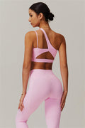 Blissful Rose One-Shoulder Sports Bra & Leggings Set