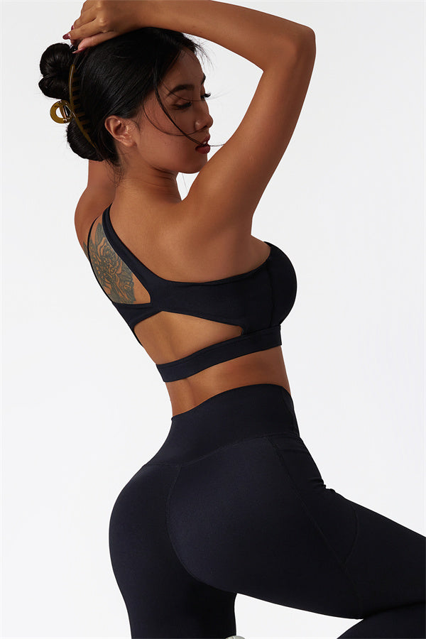 Blissful Rose One-Shoulder Sports Bra & Leggings Set