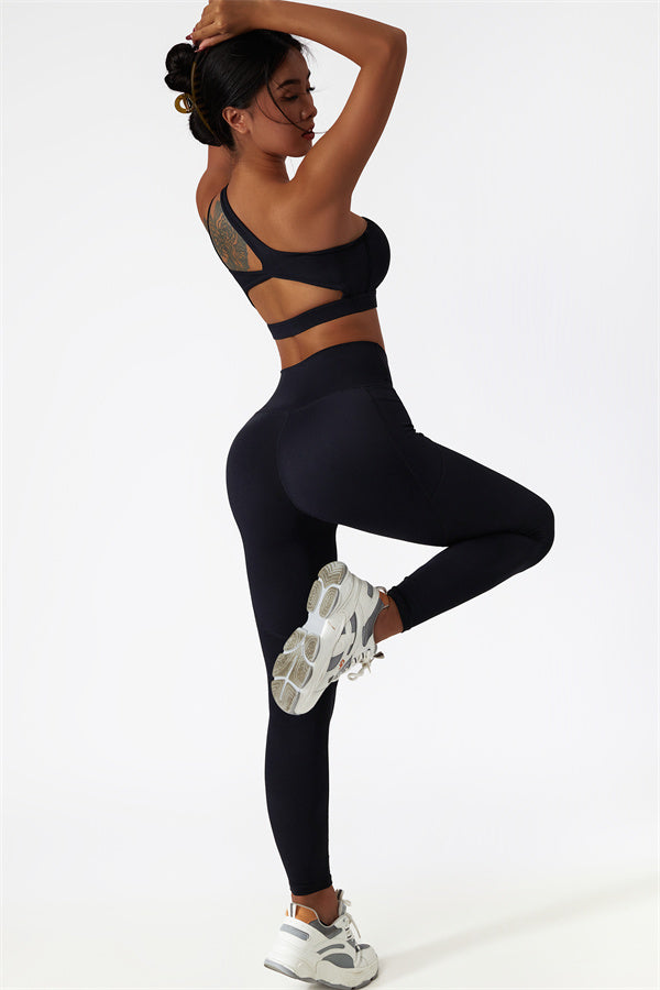 Blissful Rose One-Shoulder Sports Bra & Leggings Set