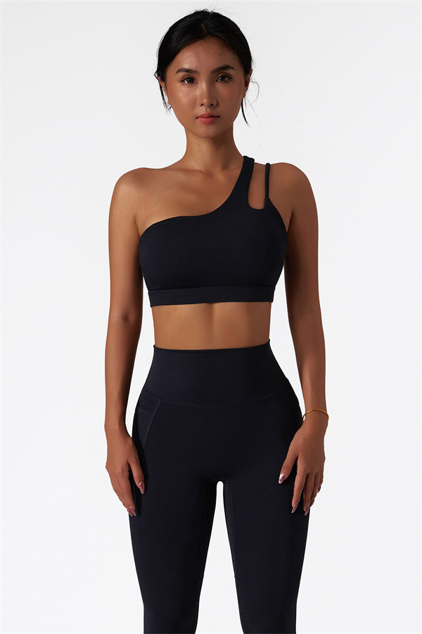 Blissful Rose One-Shoulder Sports Bra & Leggings Set