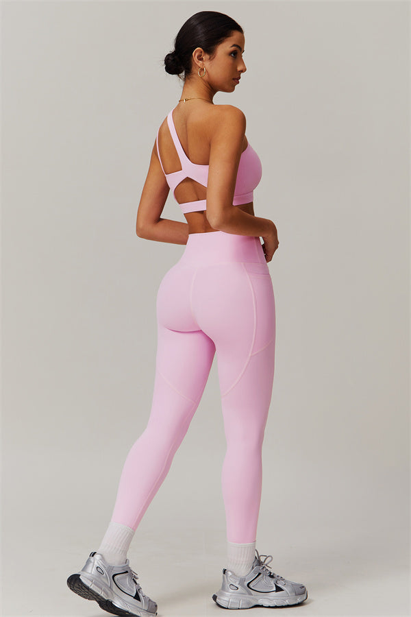 Blissful Rose One-Shoulder Sports Bra & Leggings Set