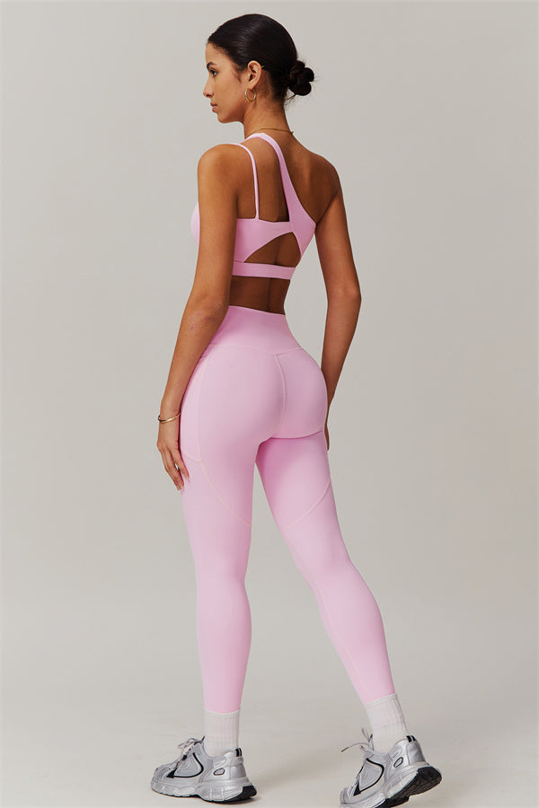 Blissful Rose One-Shoulder Sports Bra & Leggings Set