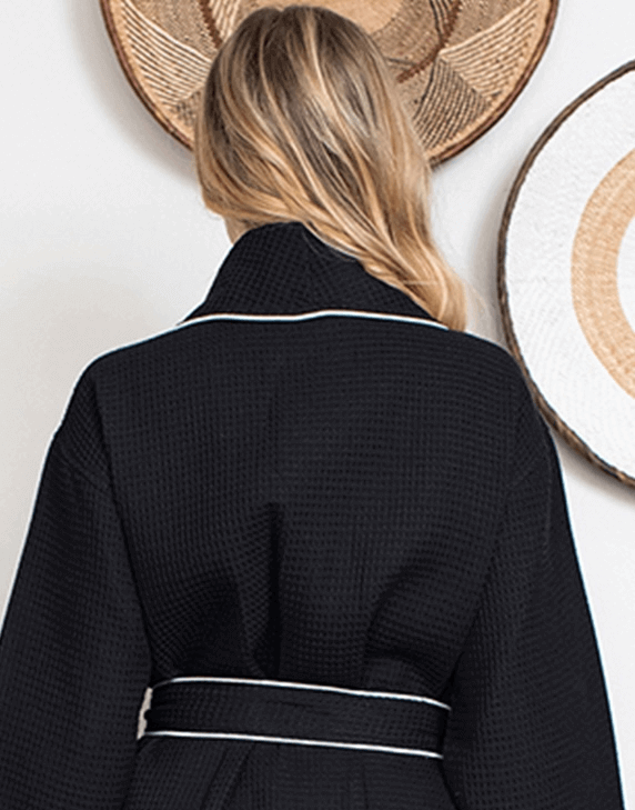 Knee-Length Waffle Robe for Women with Available Personalized Embroidery