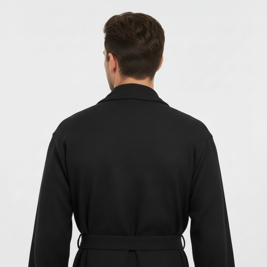 Waffle Spa Bathrobe for Men - Absorbent, Lightweight, with personalization available as an add-on.