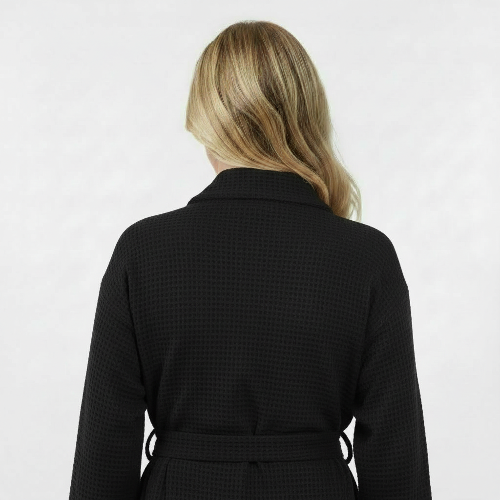Knee-Length Waffle Robe for Women with Available Personalized Embroidery