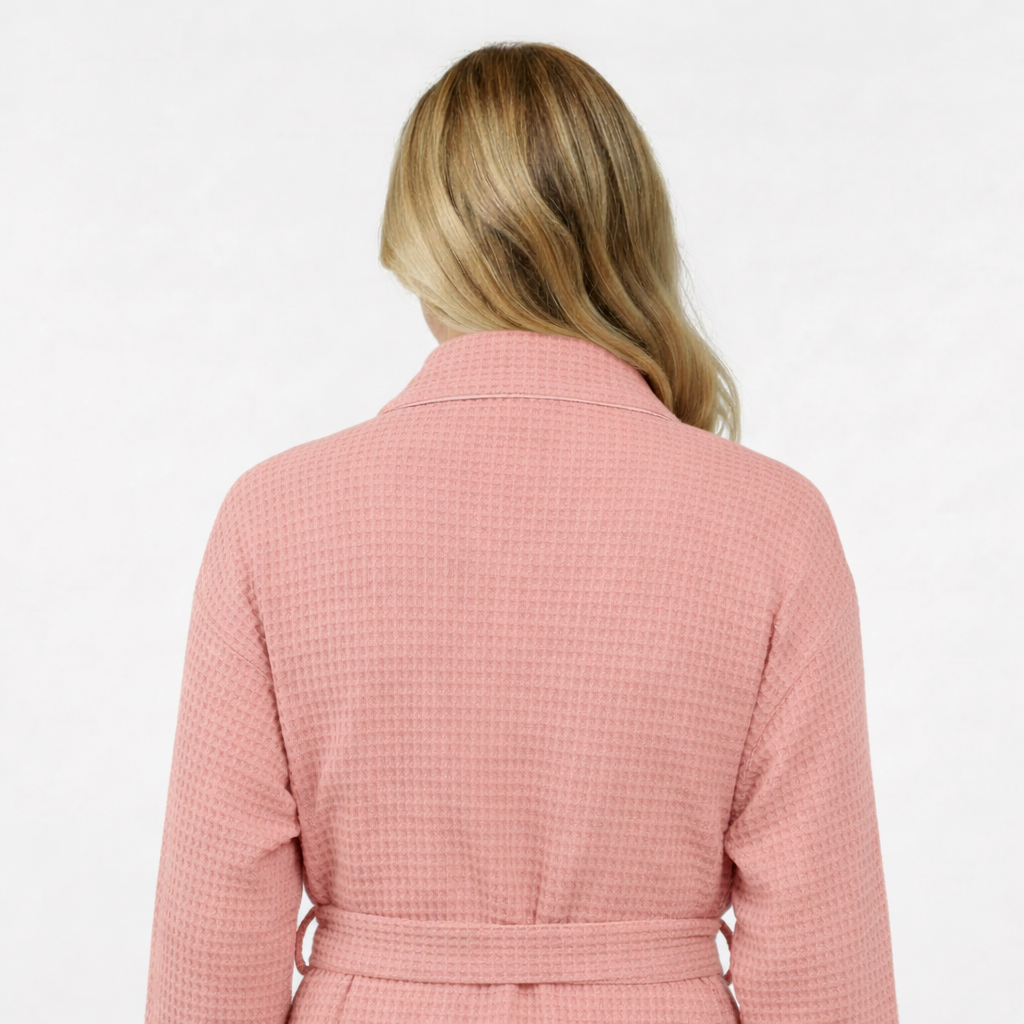 Knee-Length Waffle Robe for Women with Available Personalized Embroidery