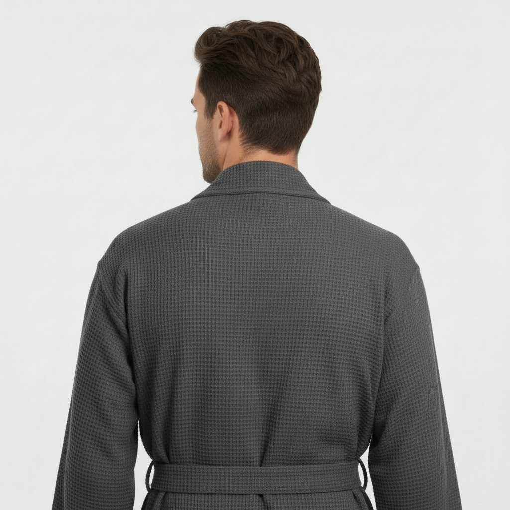 Waffle Spa Bathrobe for Men - Absorbent, Lightweight, with personalization available as an add-on.