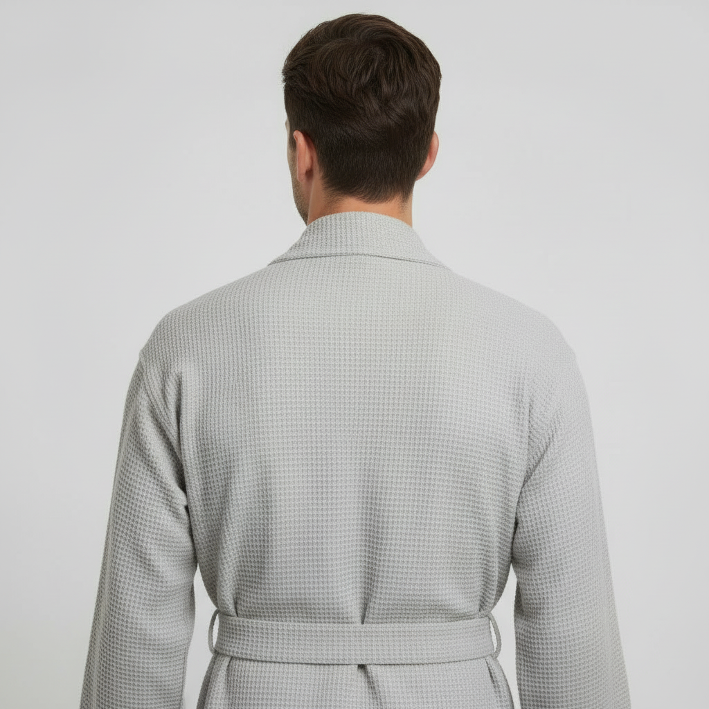 Waffle Spa Bathrobe for Men - Absorbent, Lightweight, with personalization available as an add-on.