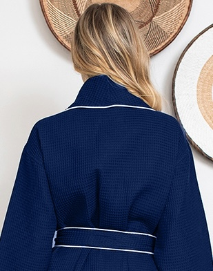 Knee-Length Waffle Robe for Women with Available Personalized Embroidery