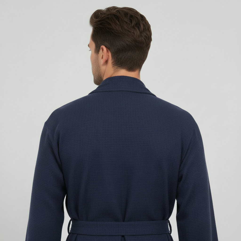 Waffle Spa Bathrobe for Men - Absorbent, Lightweight, with personalization available as an add-on.