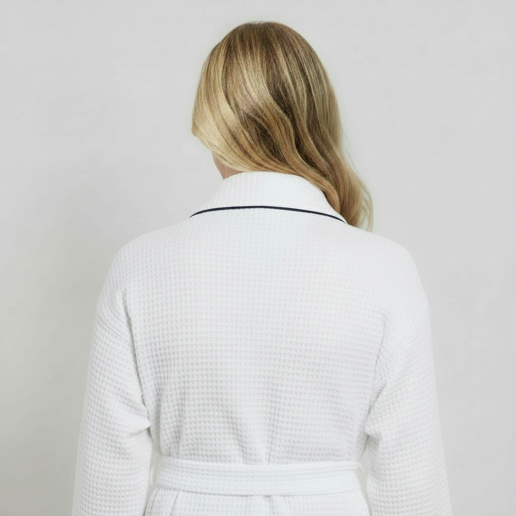 Knee-Length Waffle Robe for Women with Available Personalized Embroidery