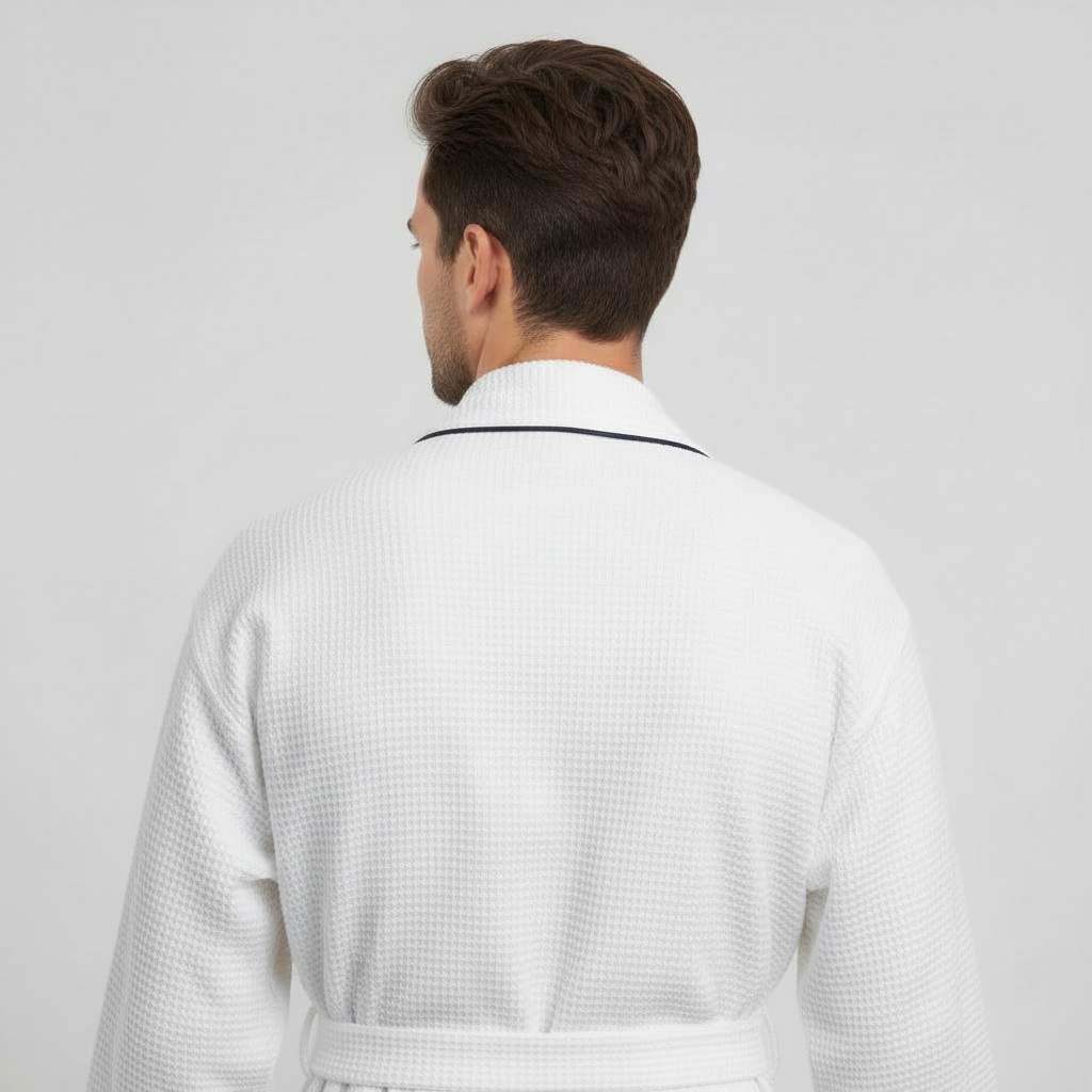 Waffle Spa Bathrobe for Men - Absorbent, Lightweight, with personalization available as an add-on.