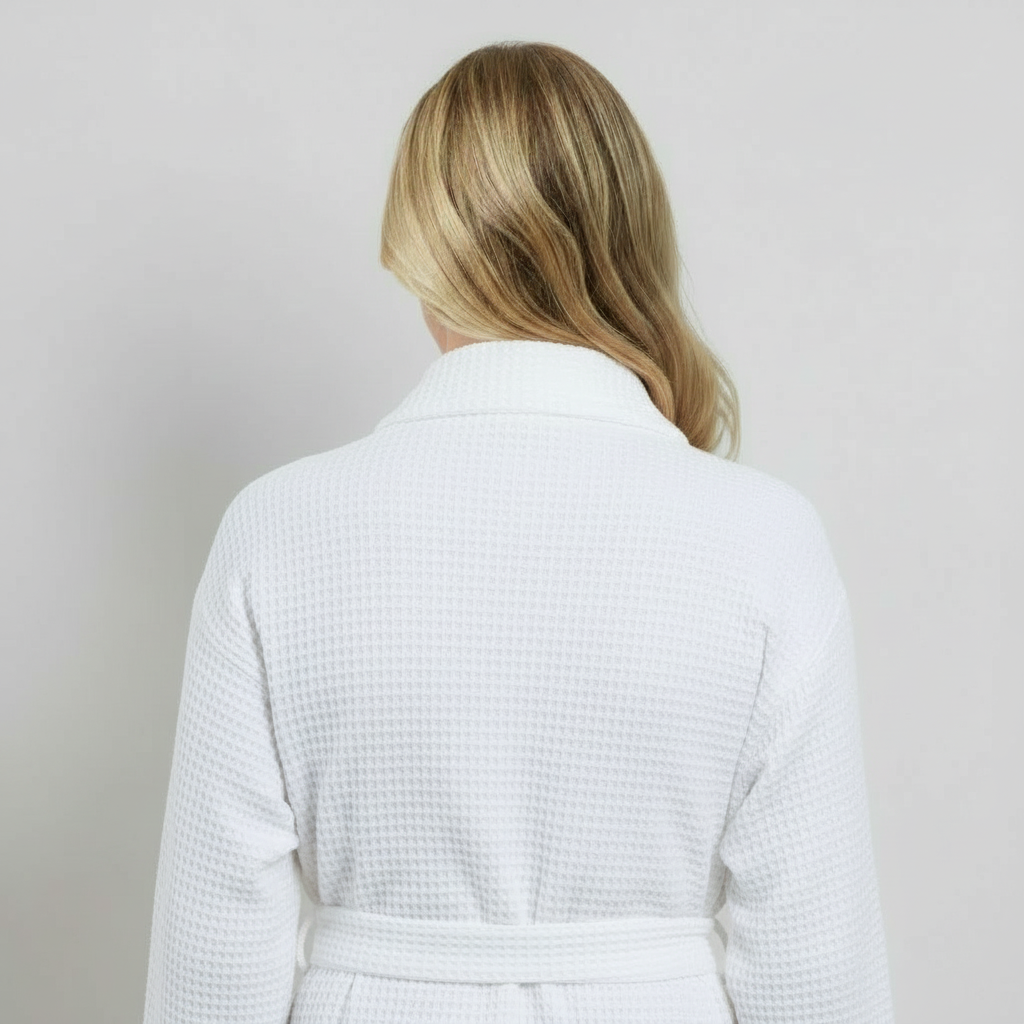 Knee-Length Waffle Robe for Women with Available Personalized Embroidery
