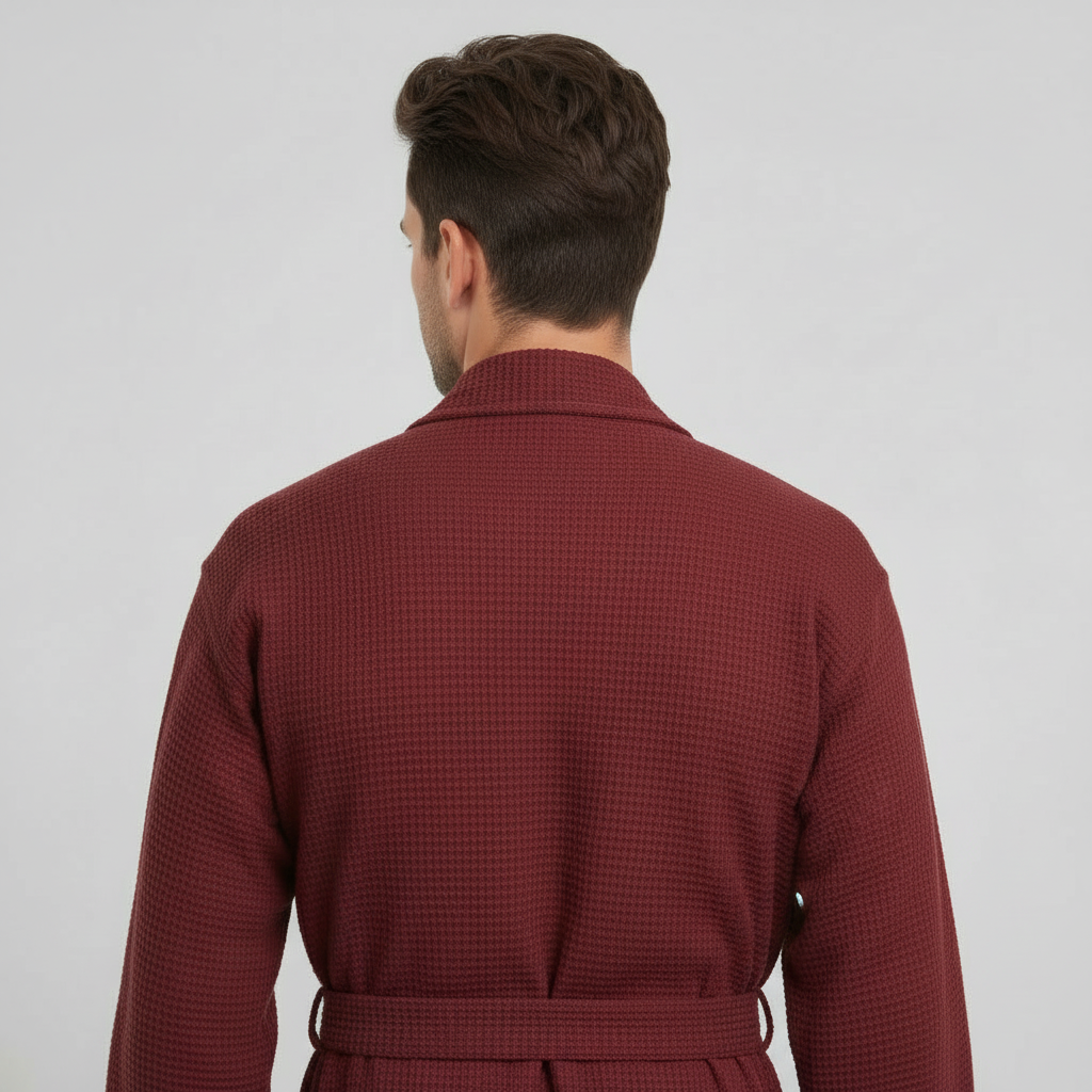 Waffle Spa Bathrobe for Men - Absorbent, Lightweight, with personalization available as an add-on.