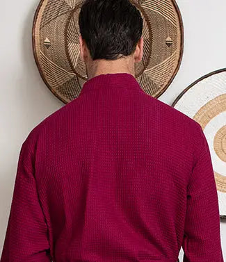 Waffle Spa Bathrobe for Men - Absorbent, Lightweight, with personalization available as an add-on.