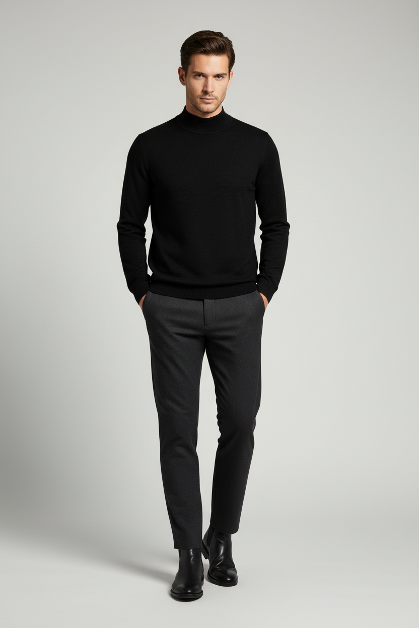 Black Mock Neck Sweater