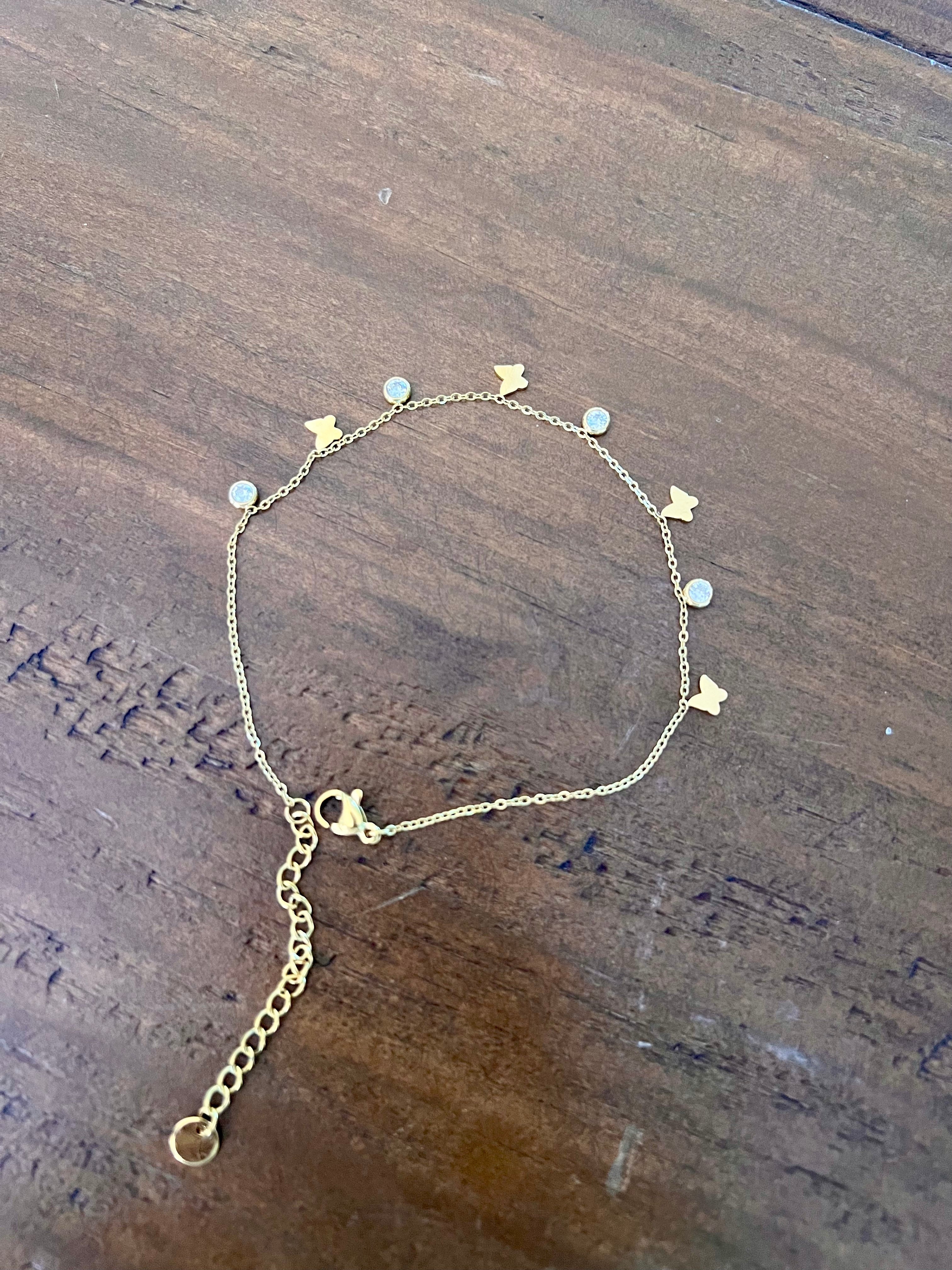 waterproof butterfly and pearl anklets