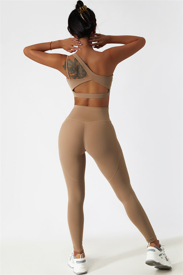 Blissful Rose One-Shoulder Sports Bra & Leggings Set
