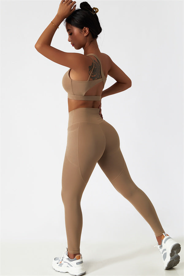 Blissful Rose One-Shoulder Sports Bra & Leggings Set