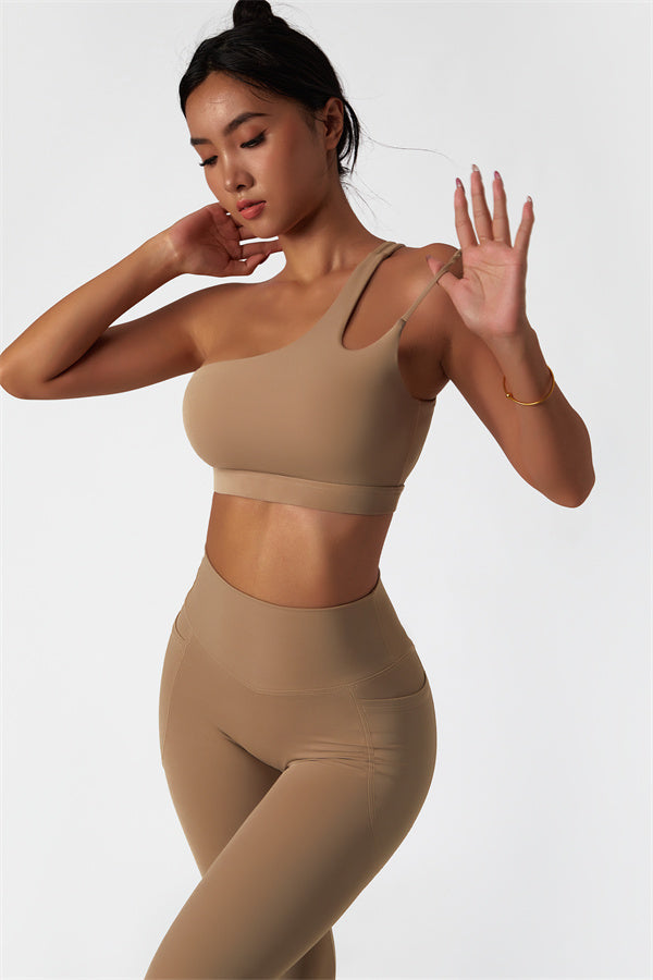 Blissful Rose One-Shoulder Sports Bra & Leggings Set