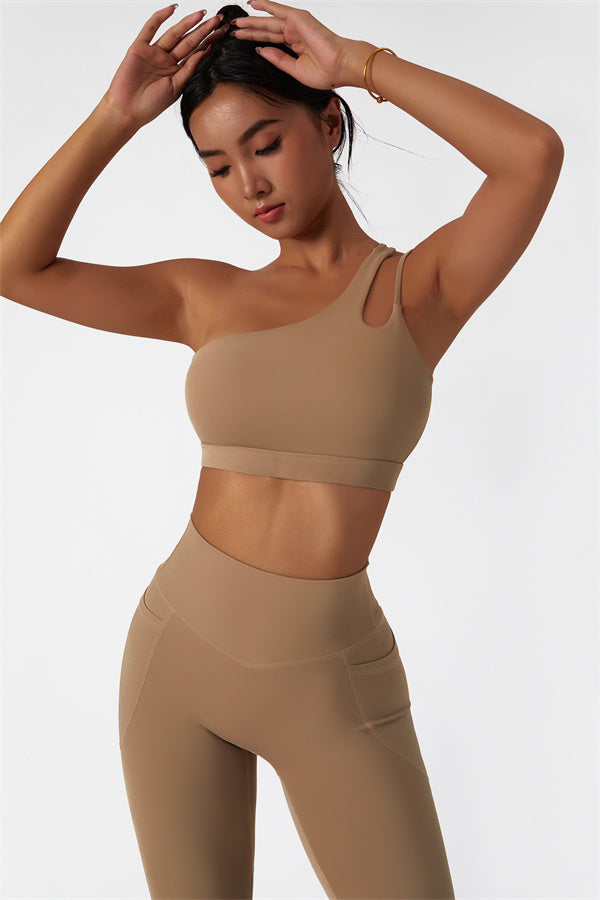Blissful Rose One-Shoulder Sports Bra & Leggings Set