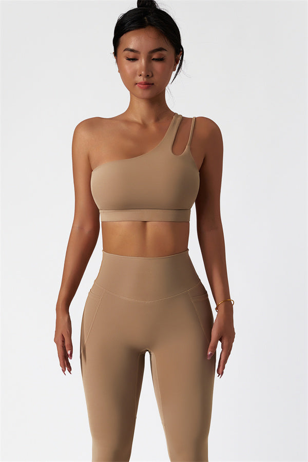 Blissful Rose One-Shoulder Sports Bra & Leggings Set