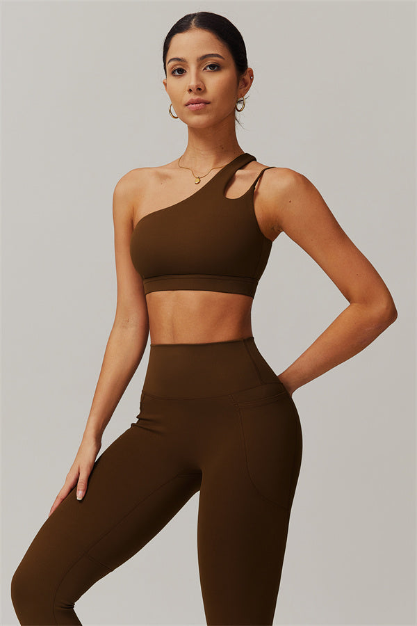 Blissful Rose One-Shoulder Sports Bra & Leggings Set