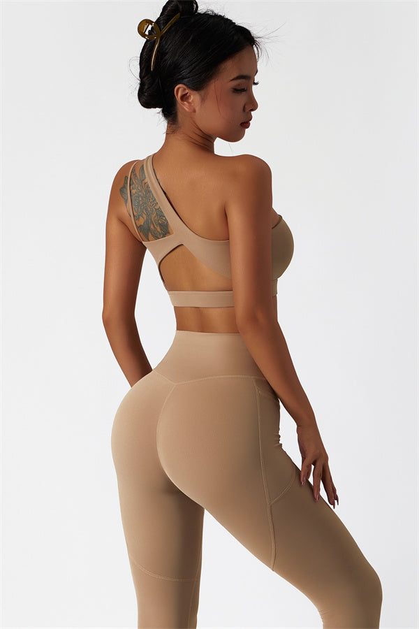 Blissful Rose One-Shoulder Sports Bra & Leggings Set
