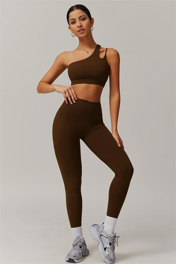 Blissful Rose One-Shoulder Sports Bra & Leggings Set