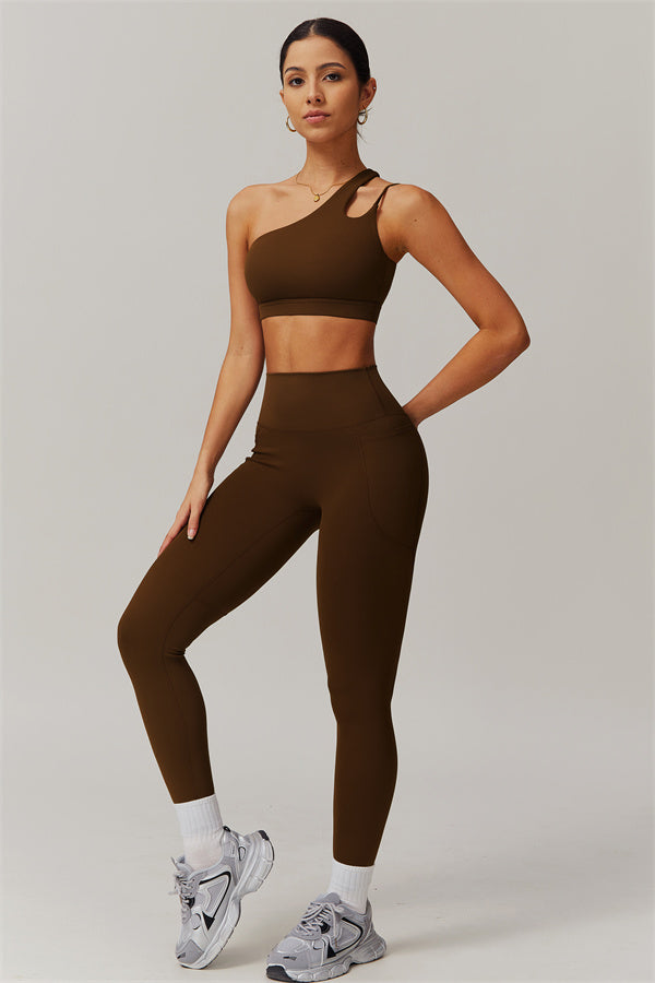 Blissful Rose One-Shoulder Sports Bra & Leggings Set
