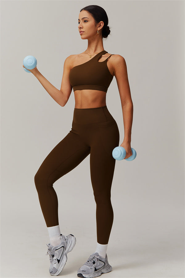 Blissful Rose One-Shoulder Sports Bra & Leggings Set
