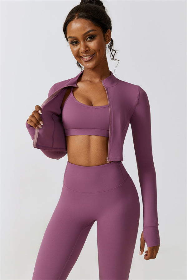 Juno Star Jacket Sports Bra Leggings 3-Piece Set