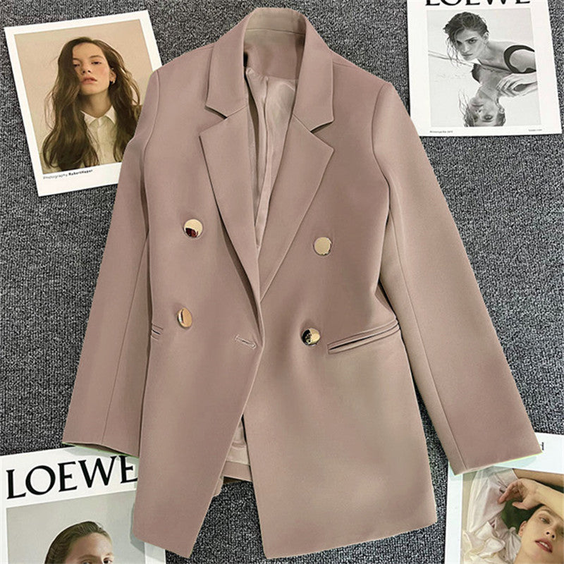 Women's Solid-Color Long-Sleeve Blazer with Metallic Zipper Detail