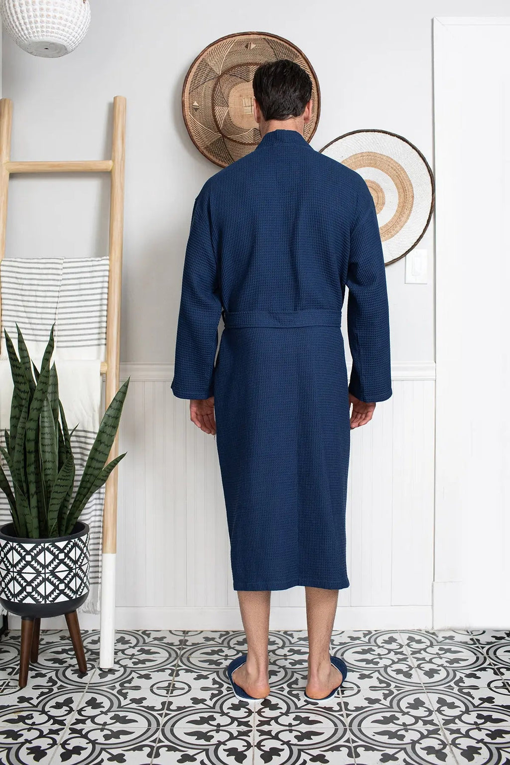Waffle Spa Bathrobe for Men - Absorbent, Lightweight, with personalization available as an add-on.