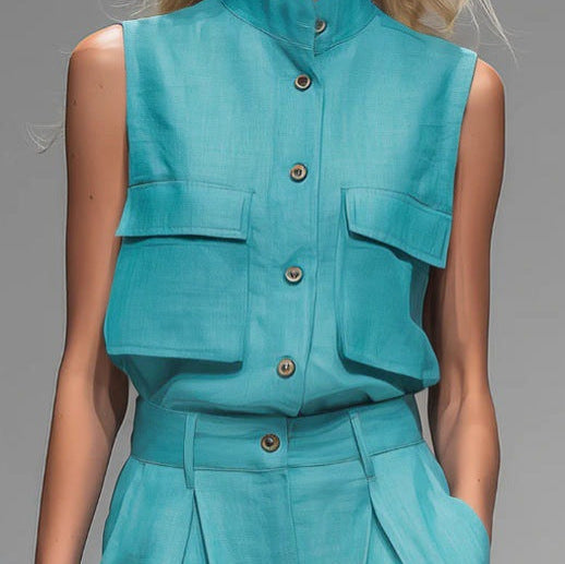 Sleeveless Vest and Wide-Leg Pants Set